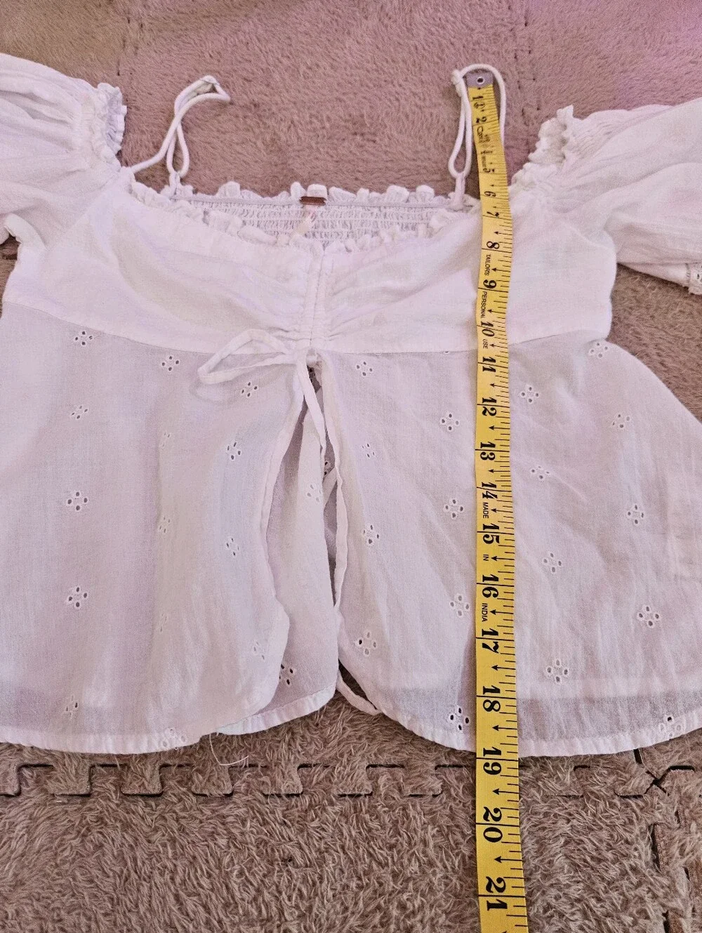 Free people White Peasant Tie-Front Women's Top Sz XS